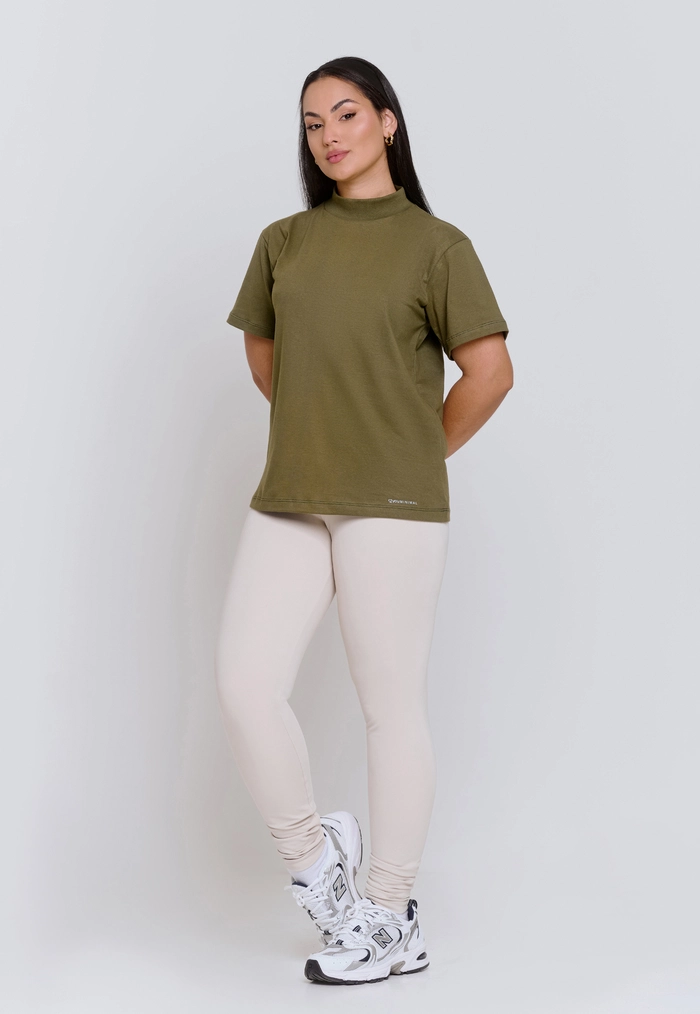 BLUSA FEMININA GOLA  ALTA RIBANA 100% ALGODÃO VERDE BLUSA FEMININA GOLA  ALTA RIBANA 100% ALGODÃO VERDE