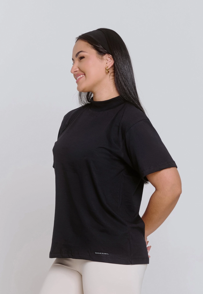 BLUSA FEMININA GOLA ALTA RIBANA 100% ALGODÃO PRETO BLUSA FEMININA GOLA ALTA RIBANA 100% ALGODÃO PRETO