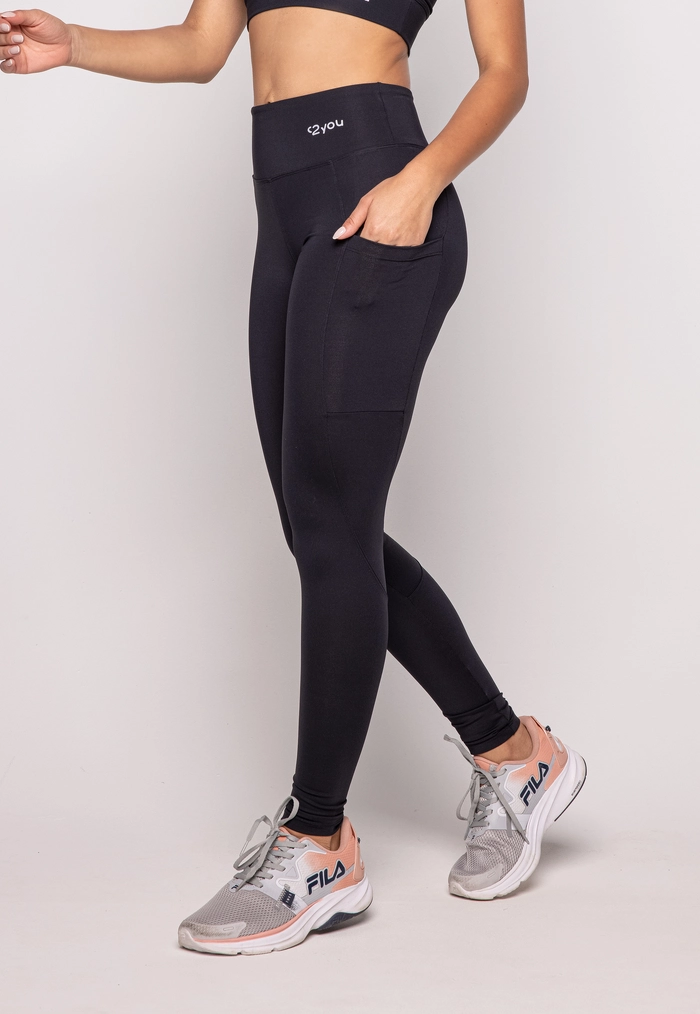 LEGGING BOLSO LATERAL PRETO - POLIAMIDA