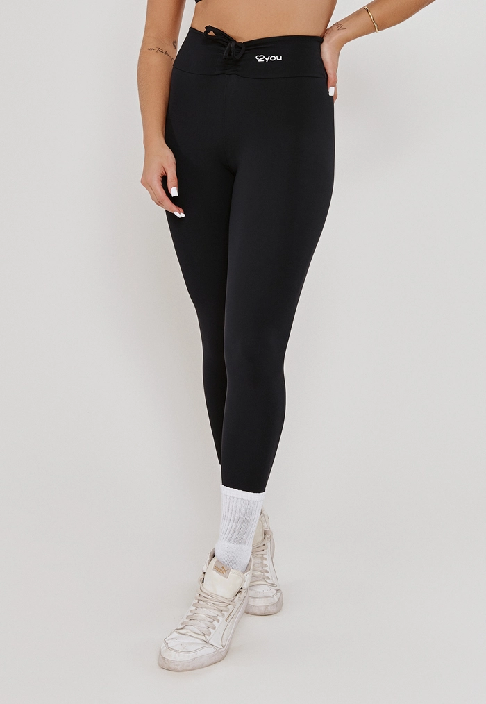 LEGGING CÓS FRANZIDO COM AMARRAÇÃO PRETO- POLIAMIDA FIO DUPLO LEGGING CÓS FRANZIDO COM AMARRAÇÃO PRETO- POLIAMIDA FIO DUPLO