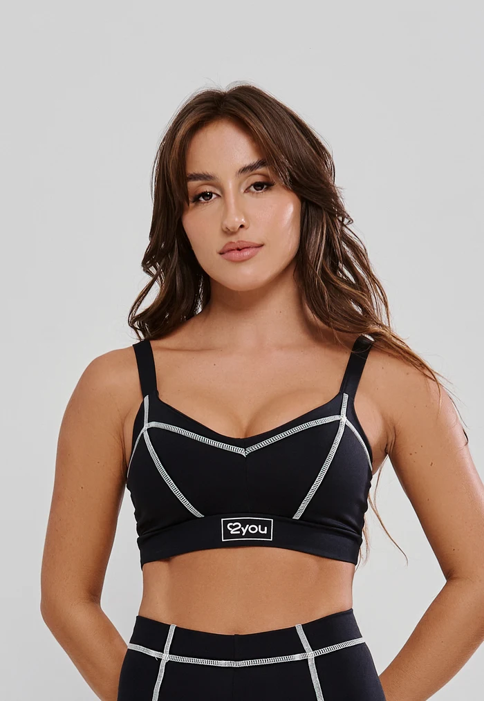 TOP FITNESS FEMININO COM PESPONTO E SILK POLIAMIDA - PRETO TOP FITNESS FEMININO COM PESPONTO E SILK POLIAMIDA - PRETO