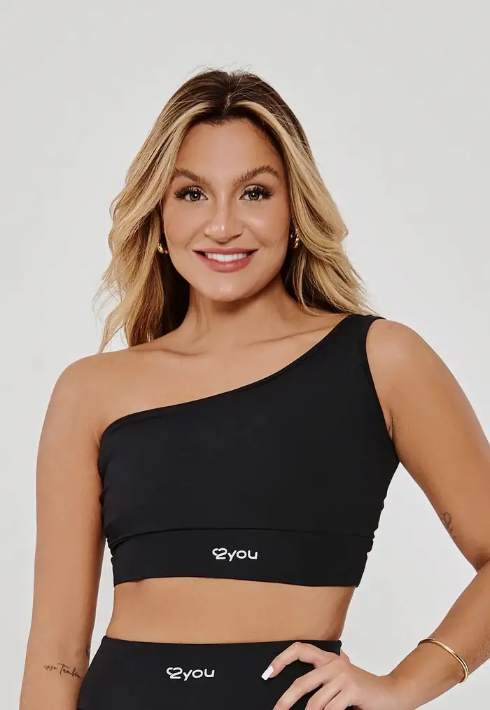 TOP UM OMBRO PRETO- POLIAMIDA FIO DUPLO