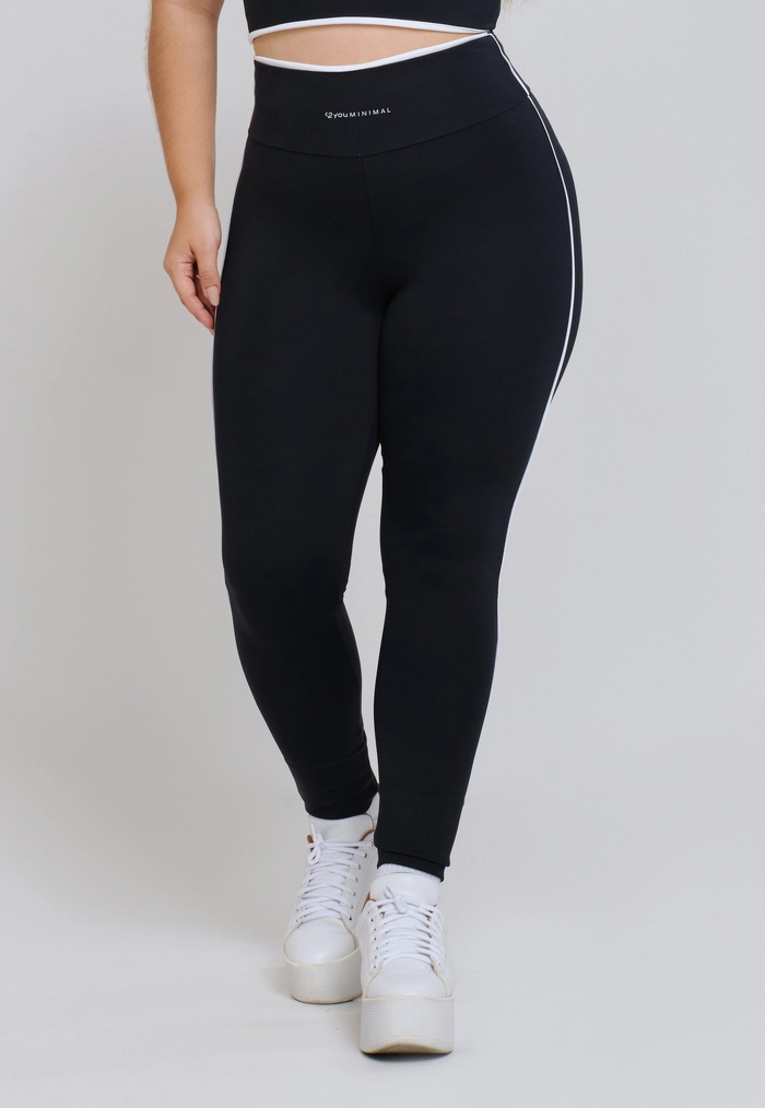 LEGGING BÁSICA COM VIVO NAS LATERAIS BORDA E CÓS POLIAMIDA PRETO LEGGING BÁSICA COM VIVO NAS LATERAIS BORDA E CÓS POLIAMIDA PRETO