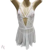 Camisola em Tule Transparente com Calcinha cor Branco - 1175 - imagem 3