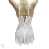 Camisola em Tule Transparente com Calcinha cor Branco - 1175 - imagem 4