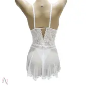 Camisola em Tule Transparente com Calcinha cor Branco - 1175 - imagem 4