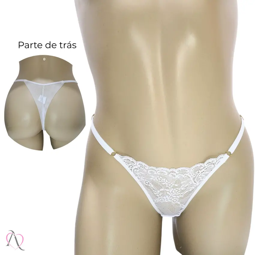 Camisola em Tule Transparente com Calcinha cor Branco - 1175