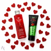 Kit Maçã do Amor - 1 Óleo para Massagem aroma Maçã do Amor 130ml e 1 Lubrificante Beijável sabor Maçã do Amor 50ml - imagem 1
