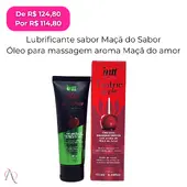 Kit Maçã do Amor - 1 Óleo para Massagem aroma Maçã do Amor 130ml e 1 Lubrificante Beijável sabor Maçã do Amor 50ml - imagem 1