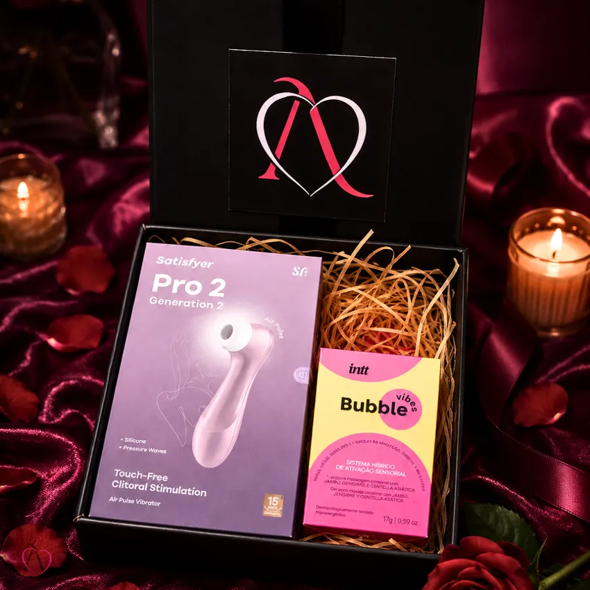 Kit Satisfação - 1 Sugador de Clitóris Satisfyer e 1 Excitante e Lubrificante Bubble Vibes sabor Chiclete 120g