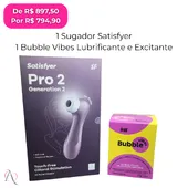 Kit Satisfação - 1 Sugador de Clitóris Satisfyer e 1 Excitante e Lubrificante Bubble Vibes sabor Chiclete 120g - imagem 2