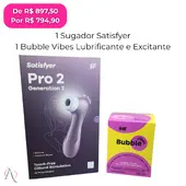 Kit Satisfação - 1 Sugador de Clitóris Satisfyer e 1 Excitante e Lubrificante Bubble Vibes sabor Chiclete 120g - imagem 2