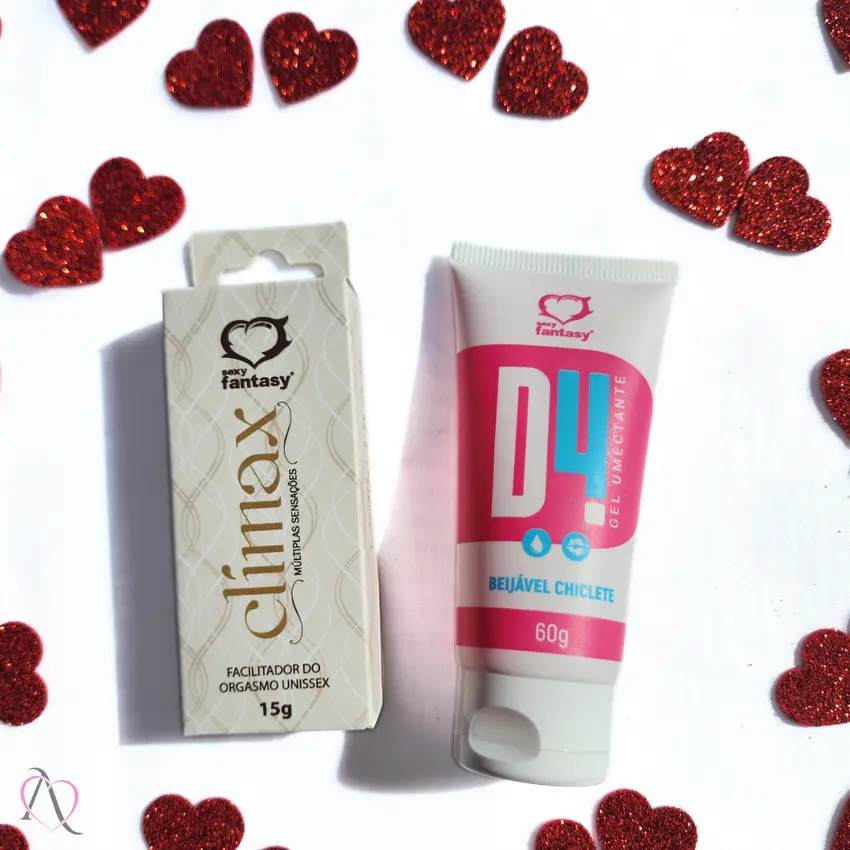 Kit no Clímax - 1 Excitante Unissex Climax e 1 Lubrificante D4 Sabor Chiclete