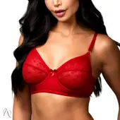 Conjunto de Lingerie em Tule de Corações Sem Bojo Cor Vermelho - 1097 - imagem 3