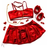 Kit Vermelho do Amor - 1 Conjunto de Lingerie Y7127 Tamanho M, 1 Algema Vermelha e 1 Venda Tapa Olho - imagem 2