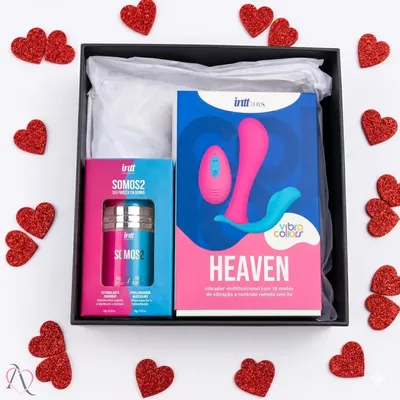 Kit Somos Dois - 1 Caixa Presenteável, 1 Vibrador Heaven com Controle e 1 Gel Estimulante e Retardante Somos2 20g