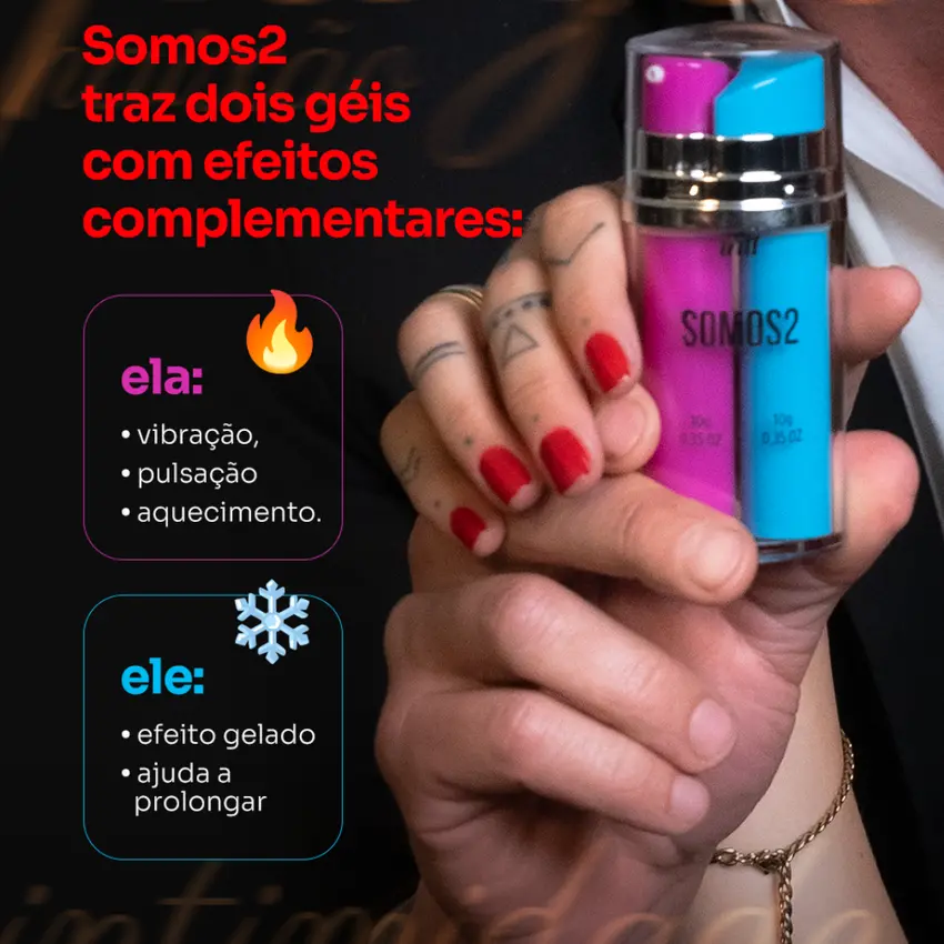 Kit Somos Dois - 1 Caixa Presenteável, 1 Vibrador Heaven com Controle e 1 Gel Estimulante e Retardante Somos2 20g
