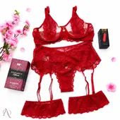 Kit Amor Intenso Com Caixa Presenteável - 1 Conjunto de Lingerie Tamanho M, 1 Lubrificante Suculenta e 1 Vibrador Bullet - imagem 1