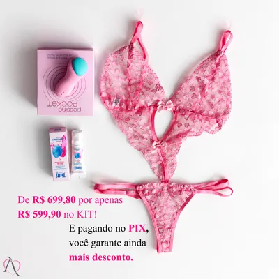Kit Eu Me Conheço - Vibration Algodão Doce- Body Sensual e Vibrador de Calcinha- Outubro Rosa