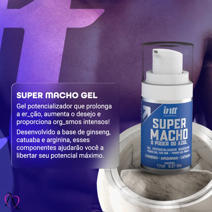 Estimulante Masculino Super Macho Gel Efeito Vasodilatador Intt Cosméticos 17ml