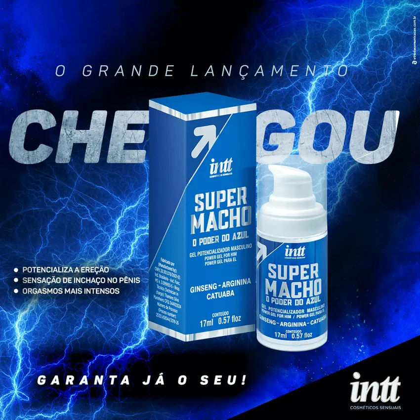 Estimulante Masculino Super Macho Gel Efeito Vasodilatador Intt Cosméticos 17ml