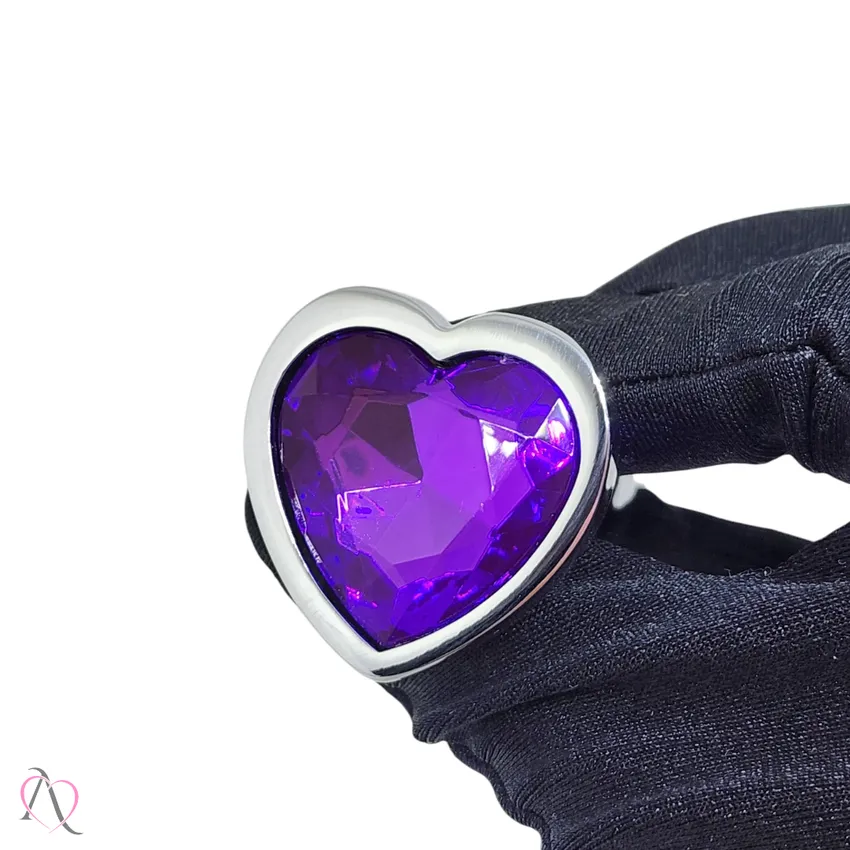 Plug Anal Pequeno Roxo em Formato de Coração 7x2,8cm