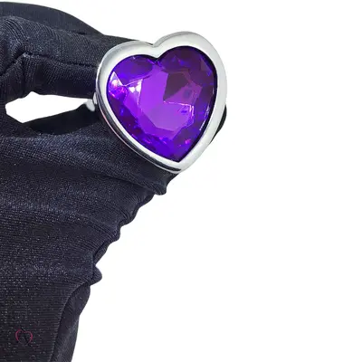Plug Anal Pequeno Roxo em Formato de Coração 7x2,8cm