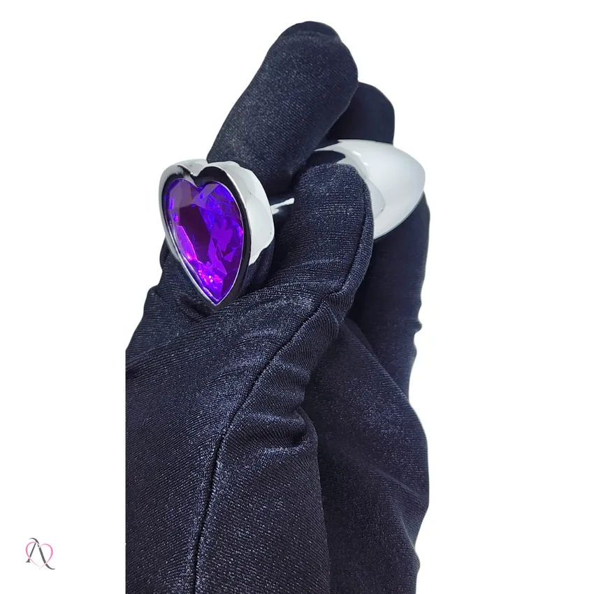 Plug Anal Pequeno Roxo em Formato de Coração 7x2,8cm
