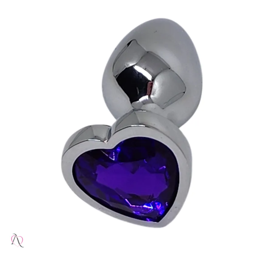 Plug Anal Pequeno Roxo em Formato de Coração 7x2,8cm