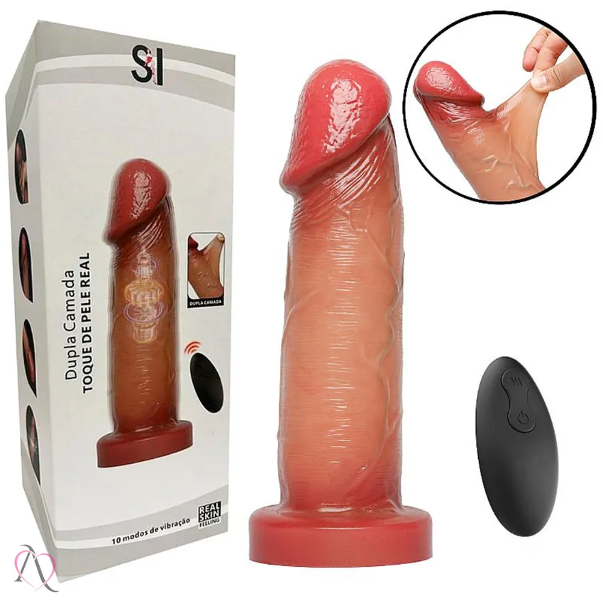 Vibrador de Pênis 20x5 Charlie em Dupla Camada com Ventosa e Controle Remoto