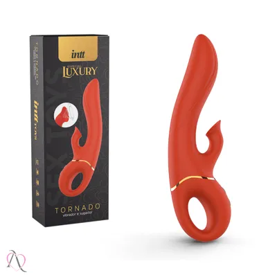 Vibrador e Sugador de Clitóris Tornado Vermelho 9 Modos - Intt