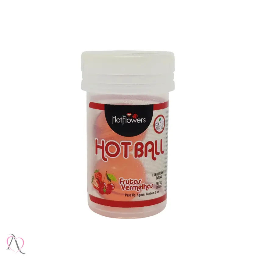 Bolinha Lubrificante Hot Ball Beijável Frutas Vermelhas HotFlowers c/ 2 Bolinhas