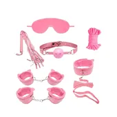 Kit Sado Bondage com 7 Itens Revestido em Pelúcia cor Rosa - imagem 1