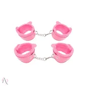 Kit Sado Bondage com 7 Itens Revestido em Pelúcia cor Rosa - imagem 3