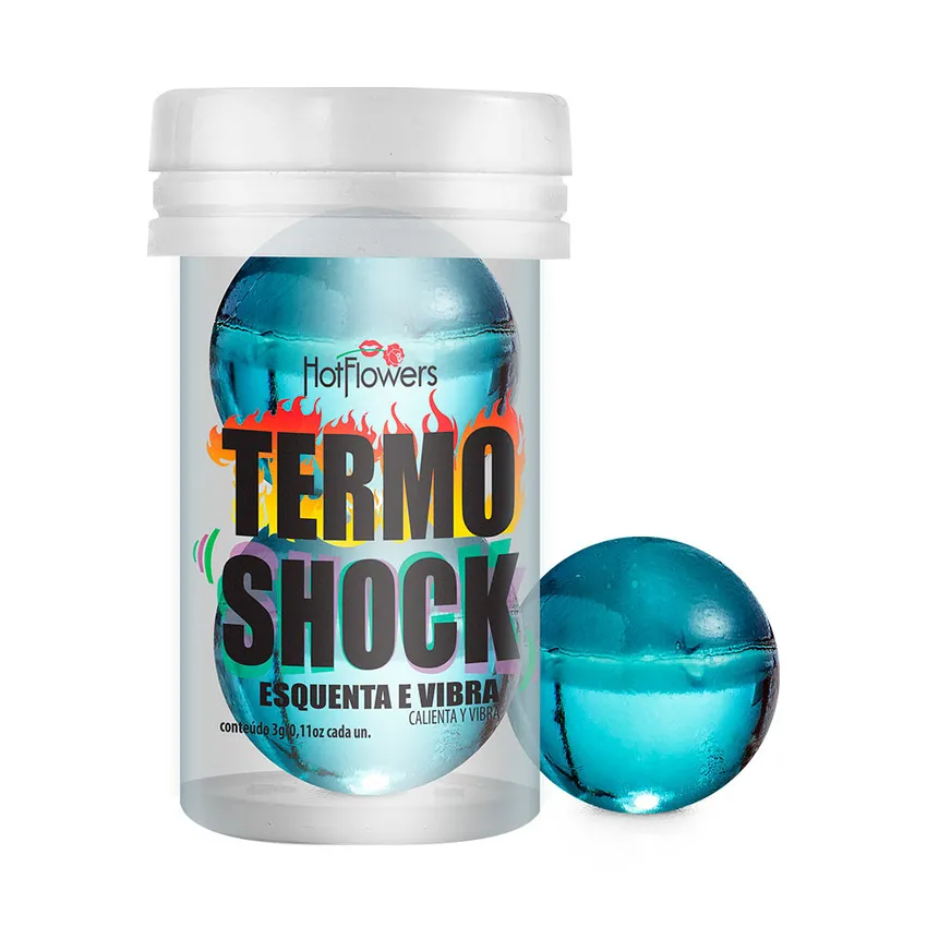 Bolinha Lubrificante Hot Ball Esquenta e Vibra Termo Shock HotFlowers c/ 2 Bolinhas
