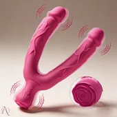 Vibrador Duplo Para Casal ou Dupla Penetração com Estimulador de Clitóris 10 Modos de Vibração - imagem 3