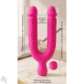 Vibrador Duplo Para Casal ou Dupla Penetração com Estimulador de Clitóris 10 Modos de Vibração - imagem 2