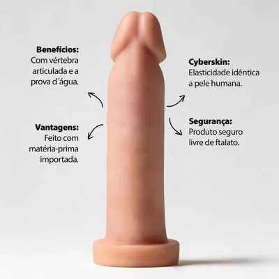 Prótese de Pênis em Cyberskin 16x3,5cm Com Vertebra - CYB05A