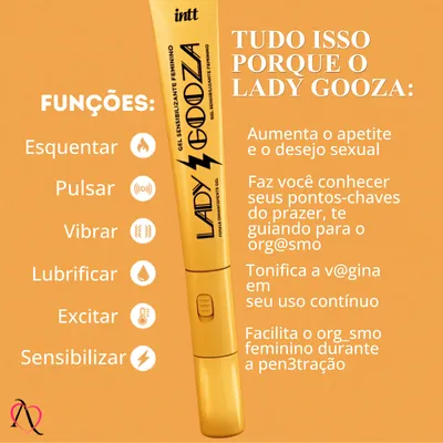 Excitante e Sensibilizante Feminino Lady Gooza Com Ponta Vibratória Intt 15g