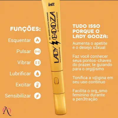 Excitante e Sensibilizante Feminino Lady Gooza Com Ponta Vibratória Intt 15g
