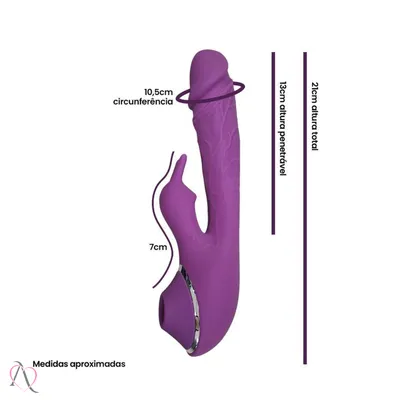 Vibrador Duplo Rabbit com Glande cor Roxo 10 Modos de Vibração
