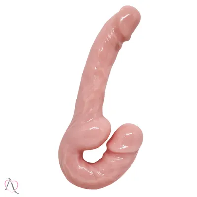 Prótese de Pênis Duplo 15x3,4cm Strapless Big Dildo cor Bege