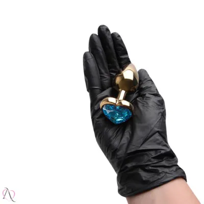 Plug Anal P Dourado Coração Azul Claro  VIPMIX  Ean :SEM GTIN Azul claro