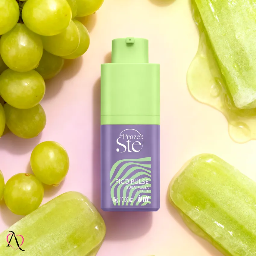 Excitante Pico Pulse Suga, Pulsa, Vibra e Esfria Sabor de Uva Verde 16g - INTT