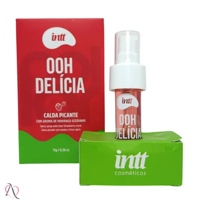 Gel Beijável para Sexo Oral Ooh Delicia Calda Picante Sabor Morango Azedinho 11g - INTT
