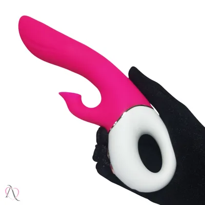 Vibrador e Sugador de Clitóris Tornado Rosa com Branco 9 Modos - Intt