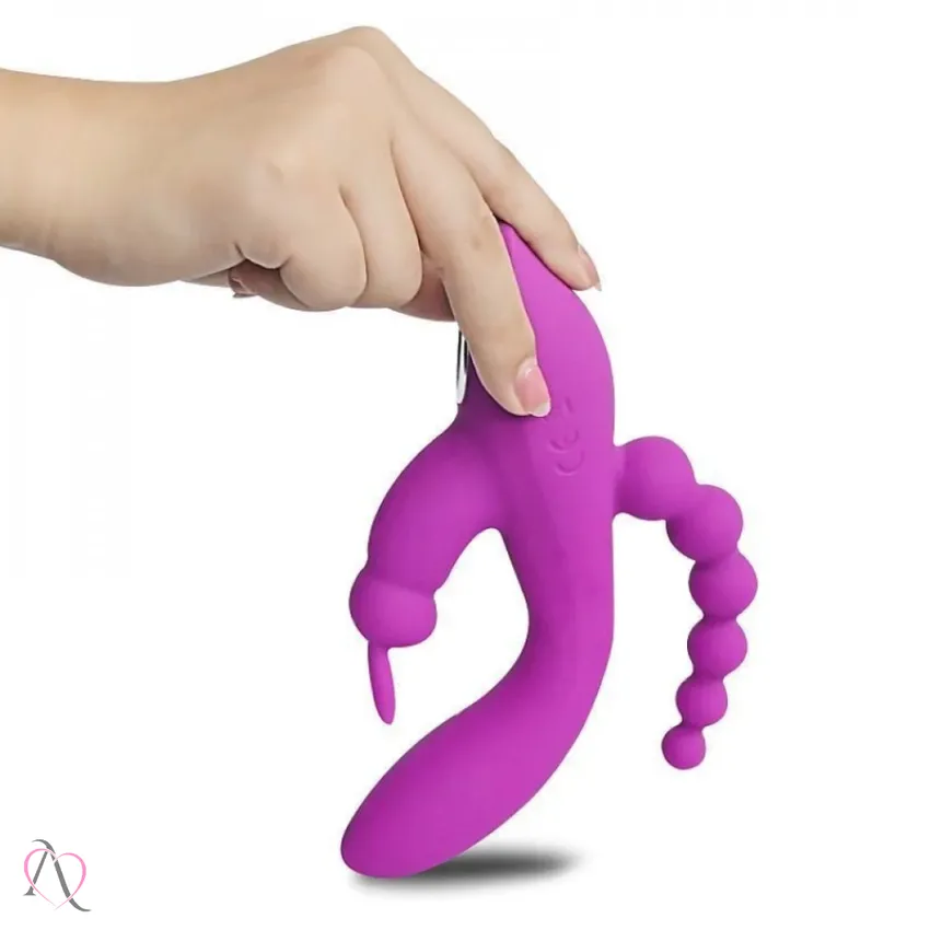 Vibrador Oley Dupla Penetração Vaginal e Anal e Estimulo Ponto G e Clitóris 7 modos de vibração