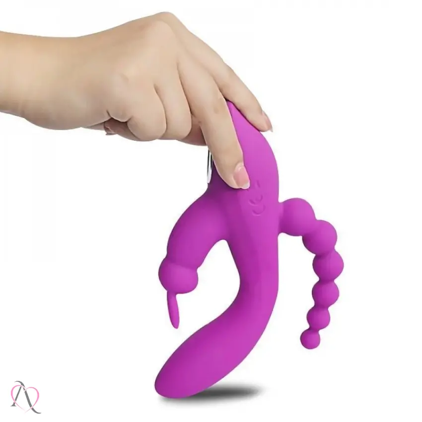 Vibrador Oley Dupla Penetração Vaginal e Anal e Estimulo Ponto G e Clitóris 7 modos de vibração