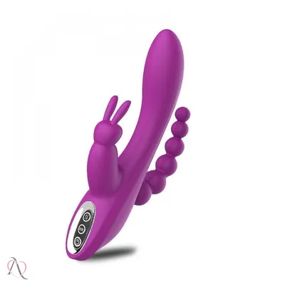 Vibrador Oley Dupla Penetração Vaginal e Anal e Estimulo Ponto G e Clitóris 7 modos de vibração