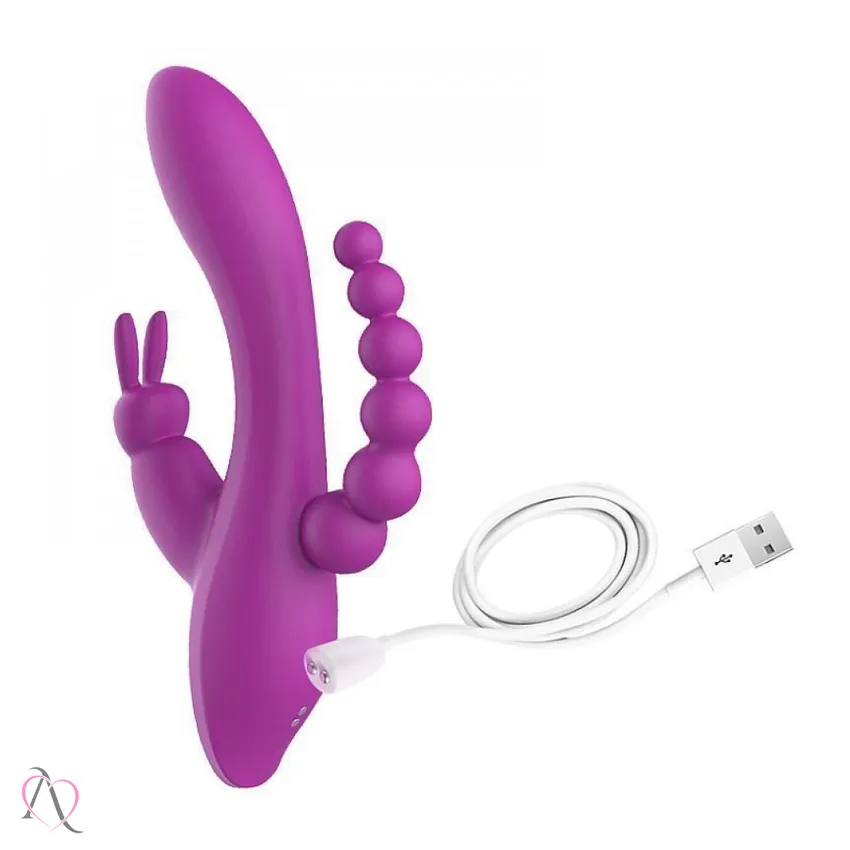 Vibrador Oley Dupla Penetração Vaginal e Anal e Estimulo Ponto G e Clitóris 7 modos de vibração